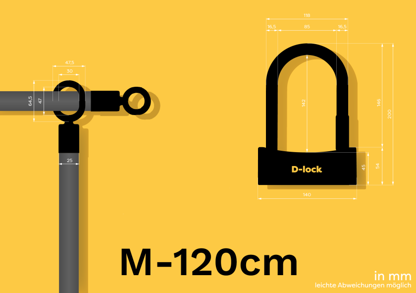 Texlock Eyelet M-120cm + D-Lock Bügelschloss Bundles