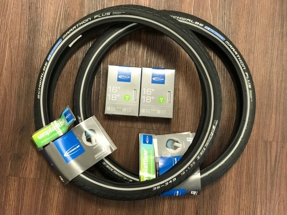 Schwalbe Brompton Marathon Plus Reifen 16 Zoll Komplett Set inkl Schläuche