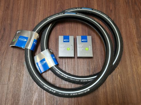 Schwalbe Brompton 16 Zoll Marathon Reifen im Komplett Set inkl Schläuche